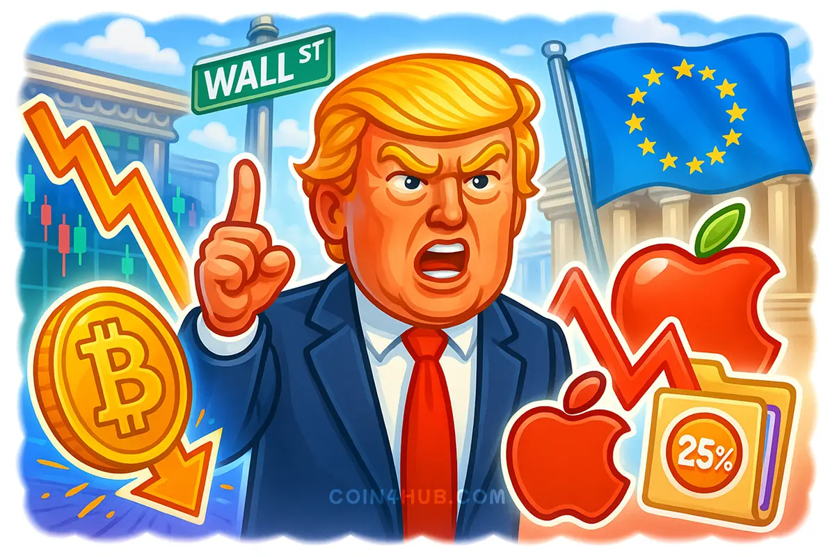 Bitcoin tumbles below $109K as Trump unexpectedly revives trade tensions with EU and threatens Apple with hefty tariffs, shaking market confidence.